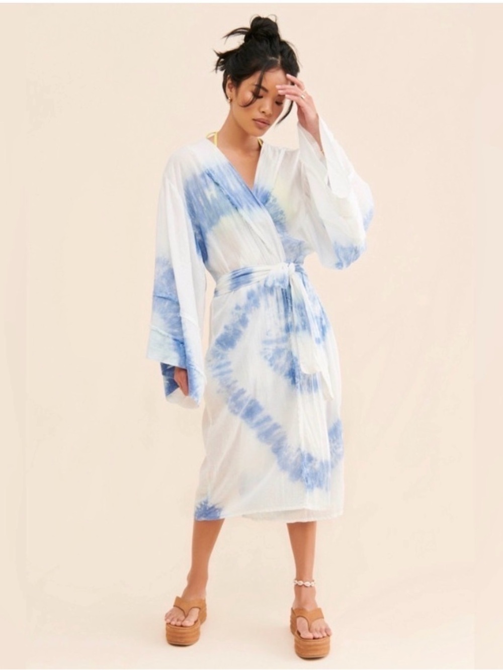 Jen’s Pirate Booty Jah Tie-Dye Duster 100% cotton blue white  XS/S